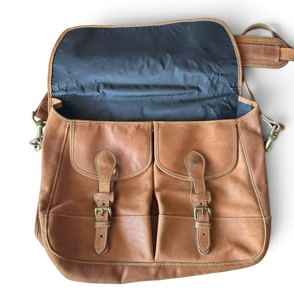 Vintage Mulholland Brothers Anglers Heritage Bag Leather Briefcase Tan Lariat